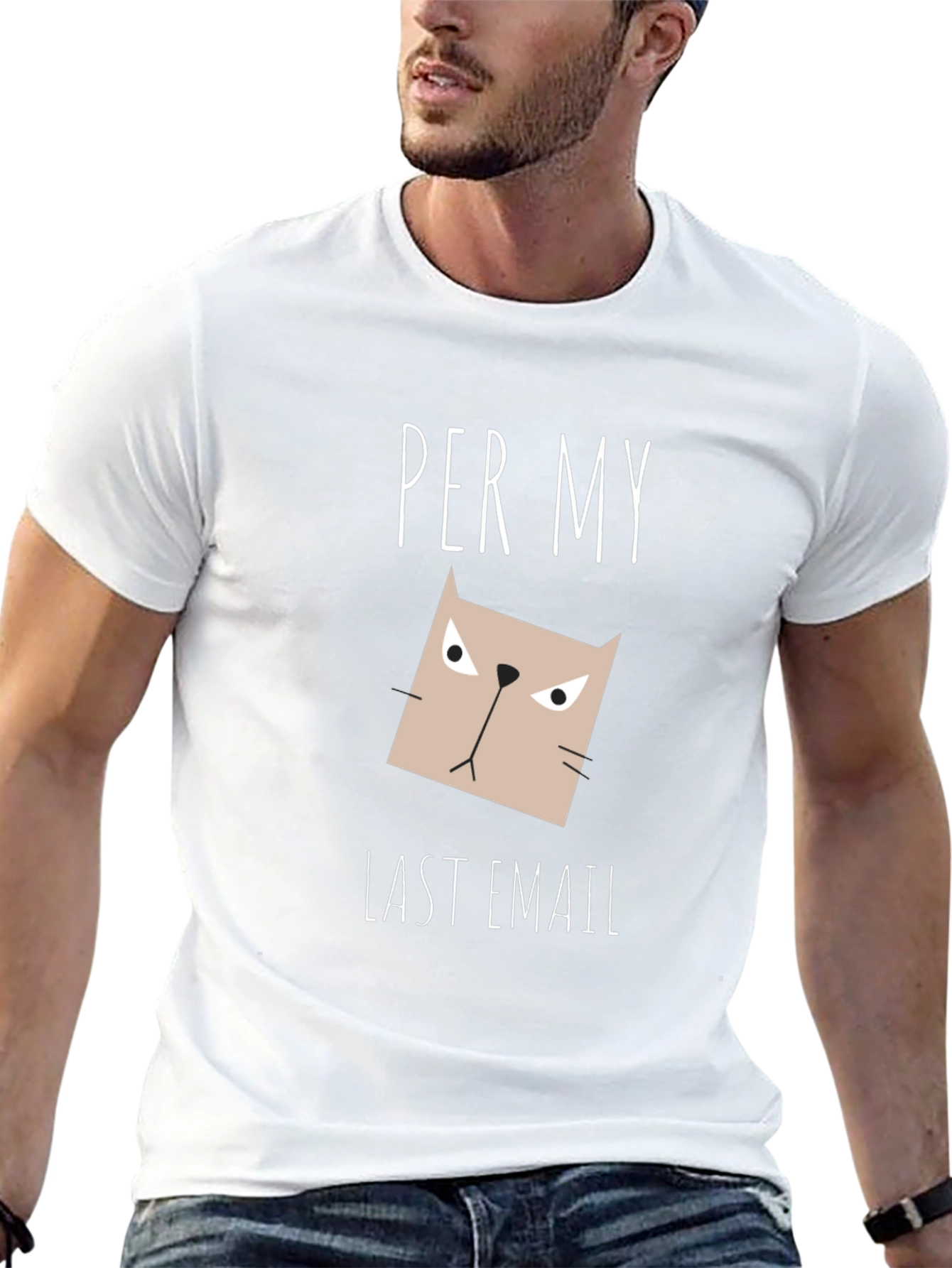 Camiseta Negra con Diseño de Gato Enojado - Per My Last Email