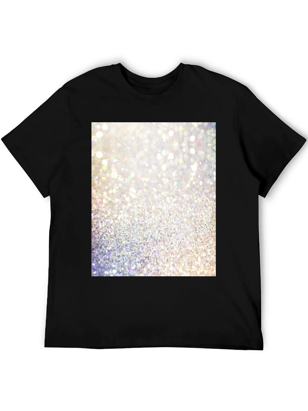 Camiseta Negra con Diseño Brillante Abstracto