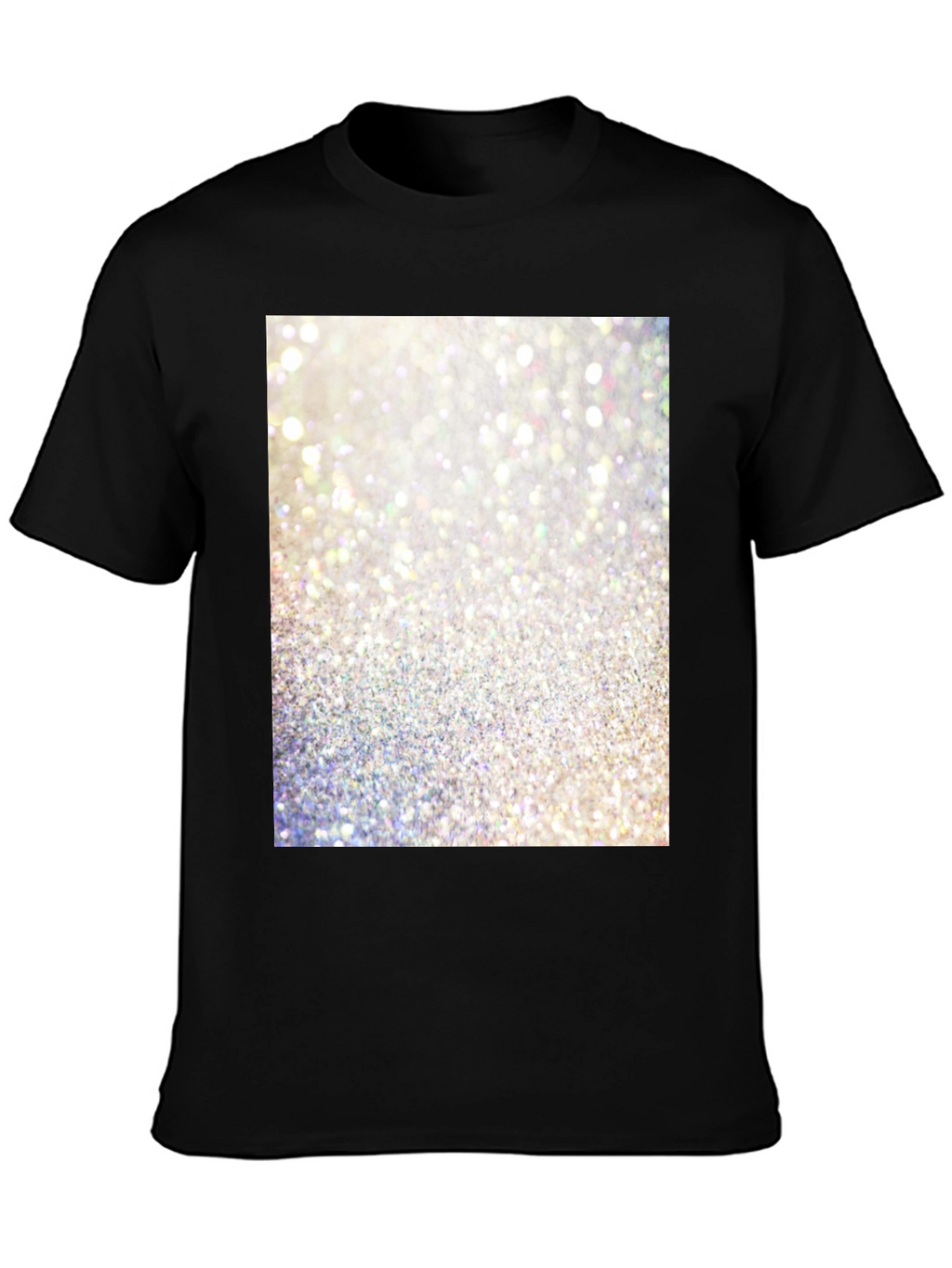 Camiseta Negra con Diseño Brillante Abstracto