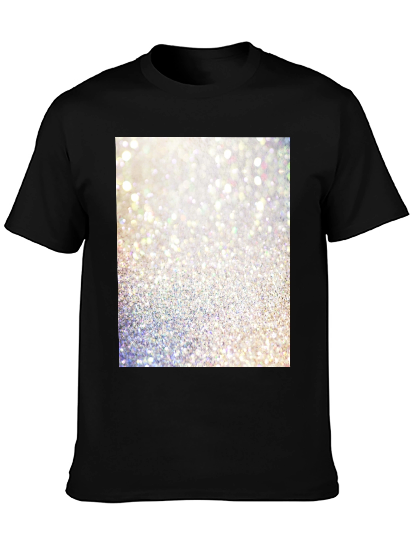 Camiseta Negra con Diseño Brillante Abstracto