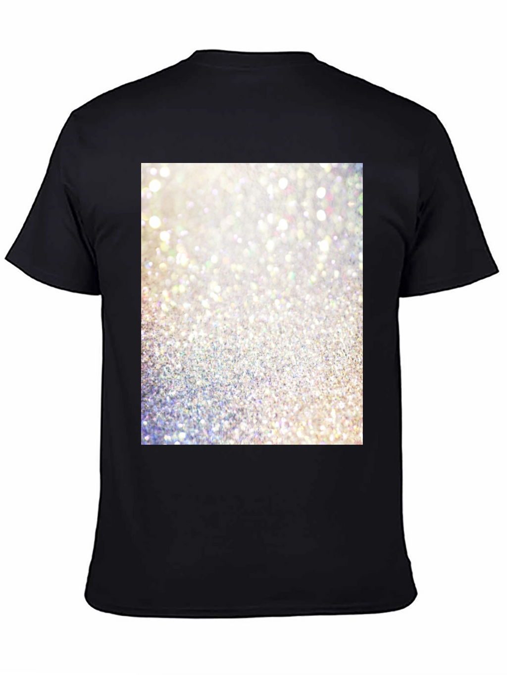 Camiseta Negra con Diseño Brillante Abstracto