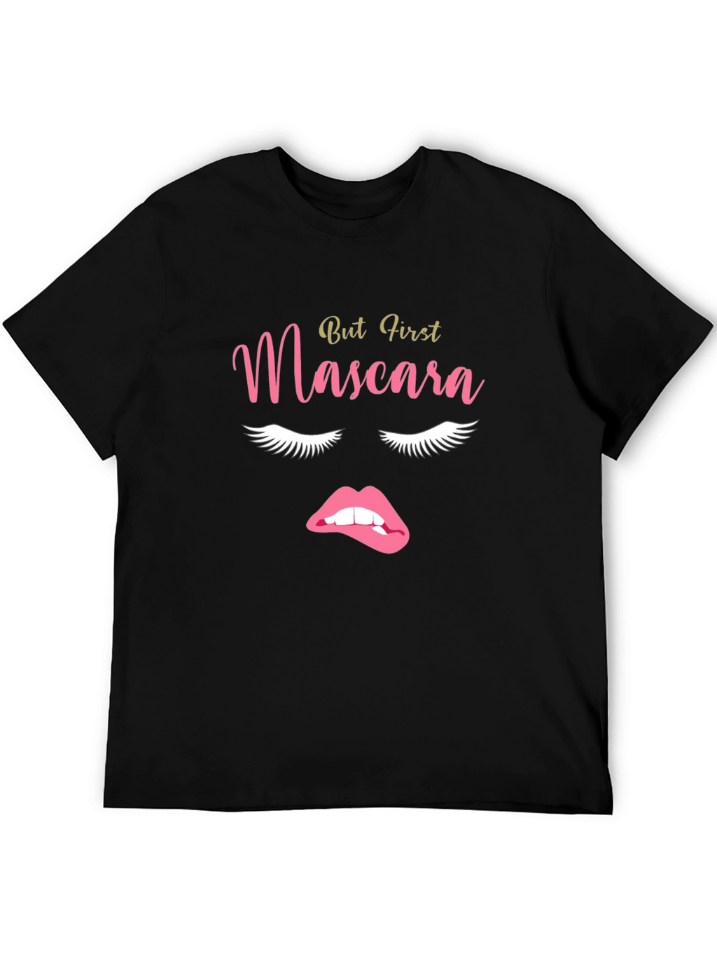 Camiseta Negra But First Mascara para Mujer