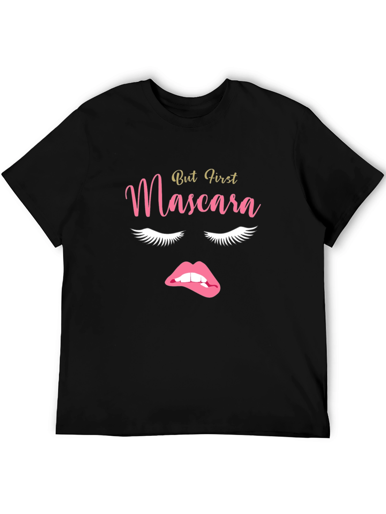 Camiseta Negra But First Mascara para Mujer