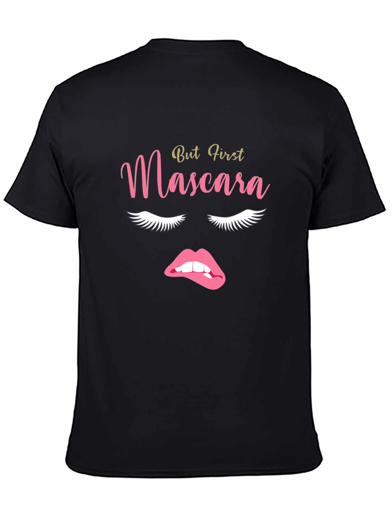 Camiseta Negra But First Mascara para Mujer