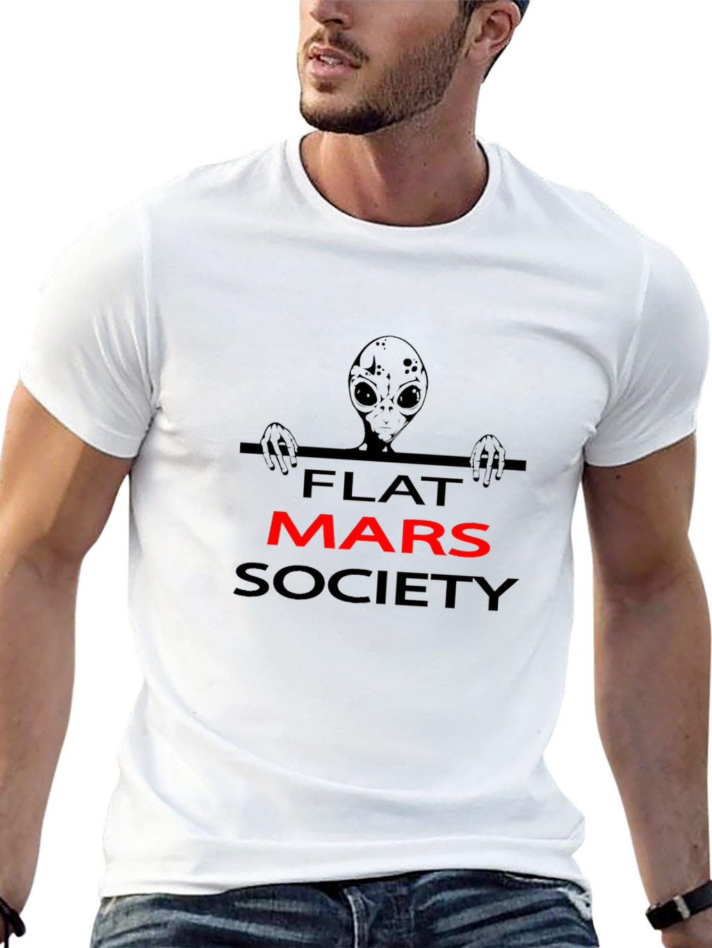 Camiseta Negra Alienígena Flat Mars Society