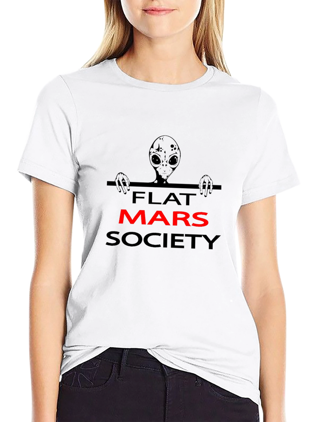 Camiseta Negra Alienígena Flat Mars Society