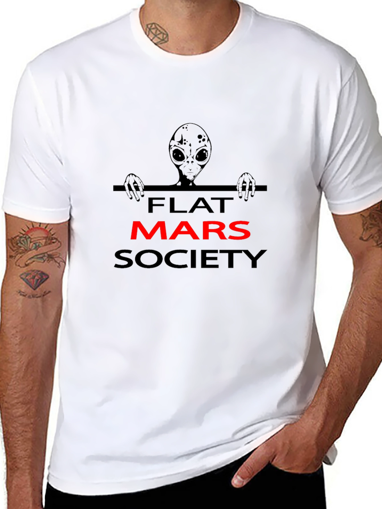 Camiseta Negra Alienígena Flat Mars Society