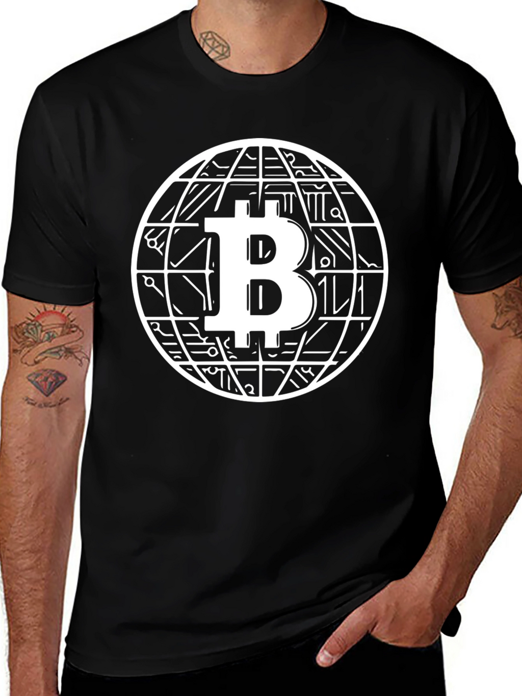 Camiseta Bitcoin Globe Diseño Innovador