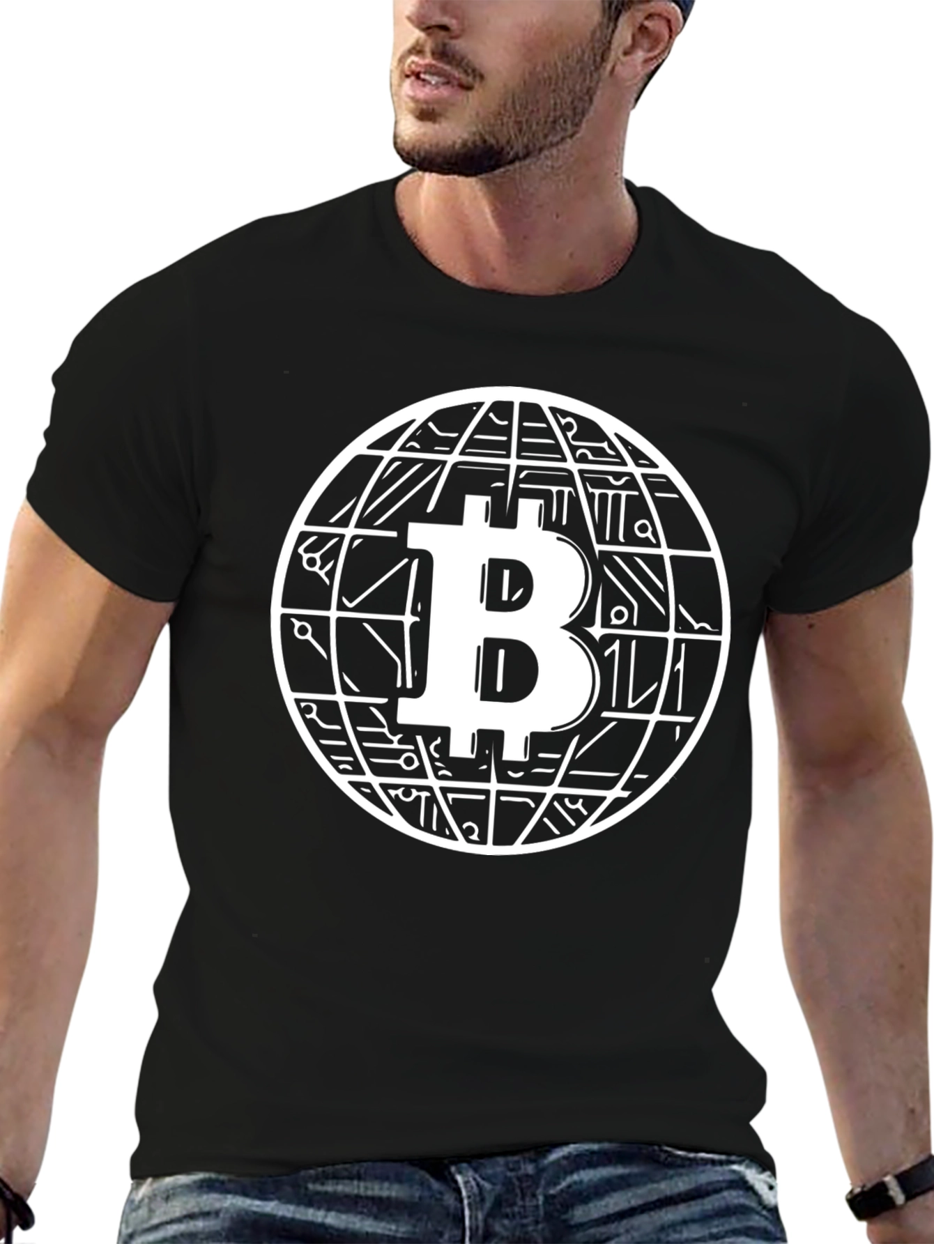 Camiseta Bitcoin Globe Diseño Innovador