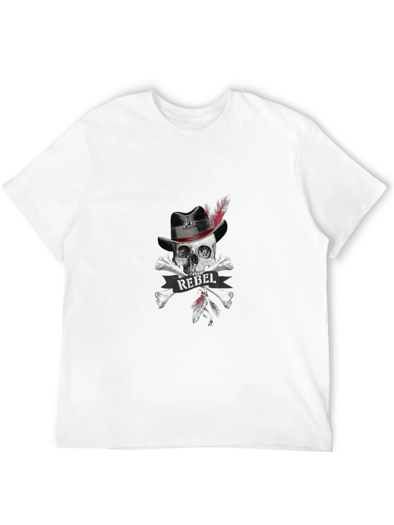 Camiseta Negra Calavera Rebelde con Sombrero