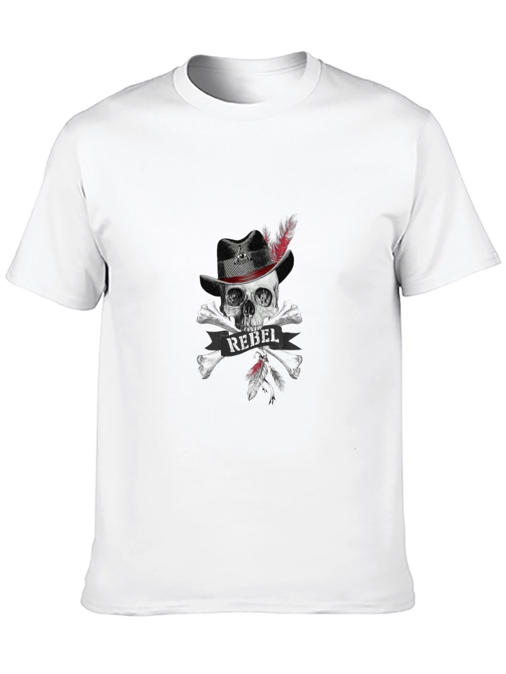 Camiseta Negra Calavera Rebelde con Sombrero