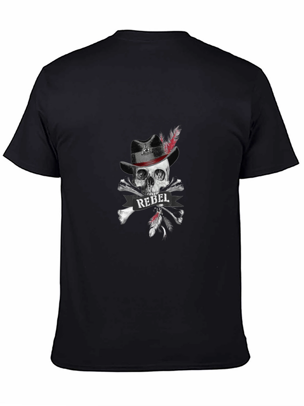 Camiseta Negra Calavera Rebelde con Sombrero