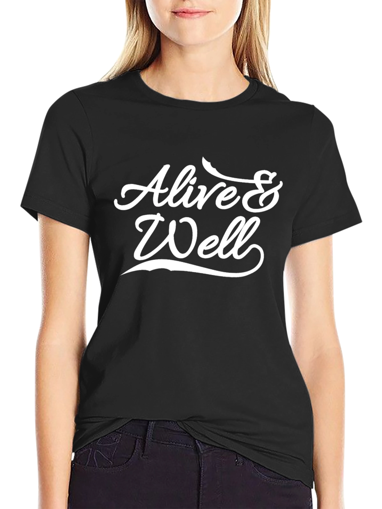 Camiseta Negra Alive & Well Casual para Hombre