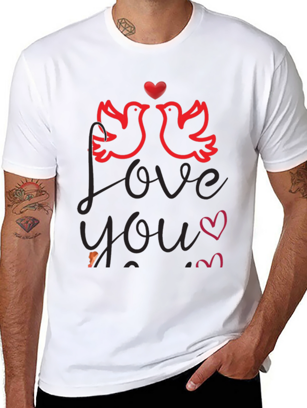 Camiseta Negra Amor y Palomas
