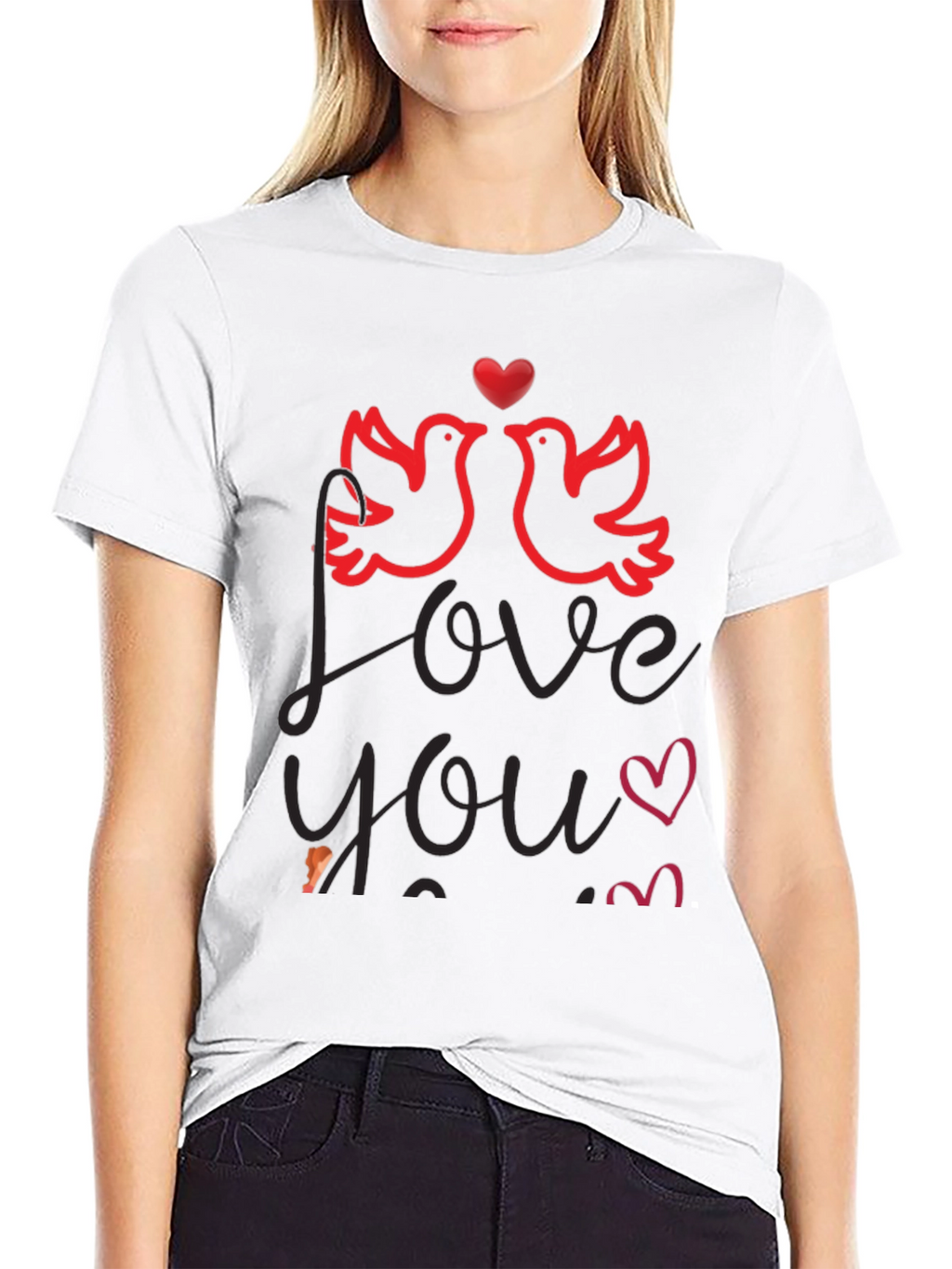 Camiseta Negra Amor y Palomas