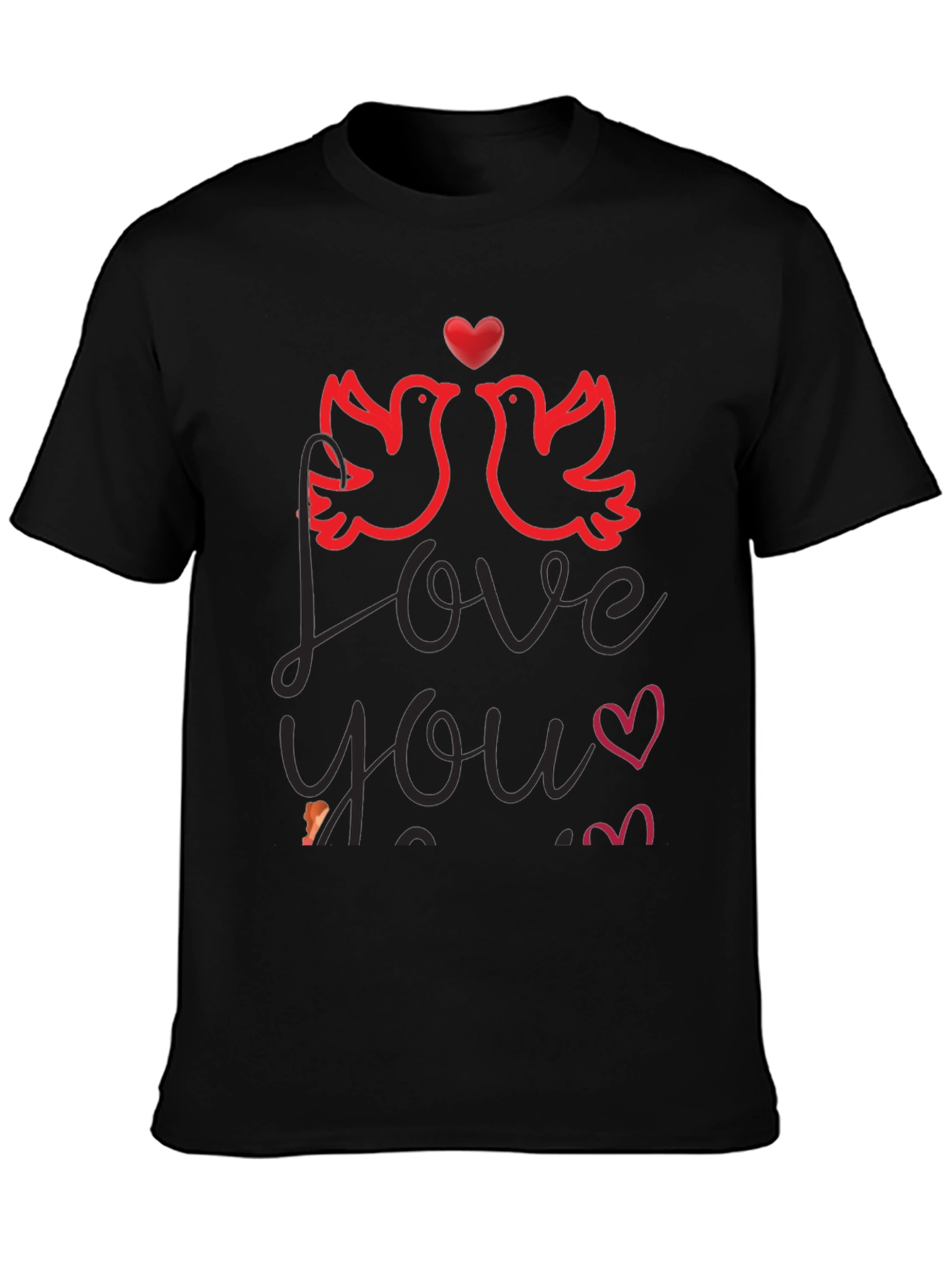 Camiseta Negra Amor y Palomas