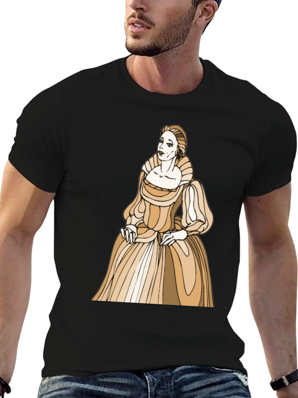 Camiseta Negra con Diseño de Época