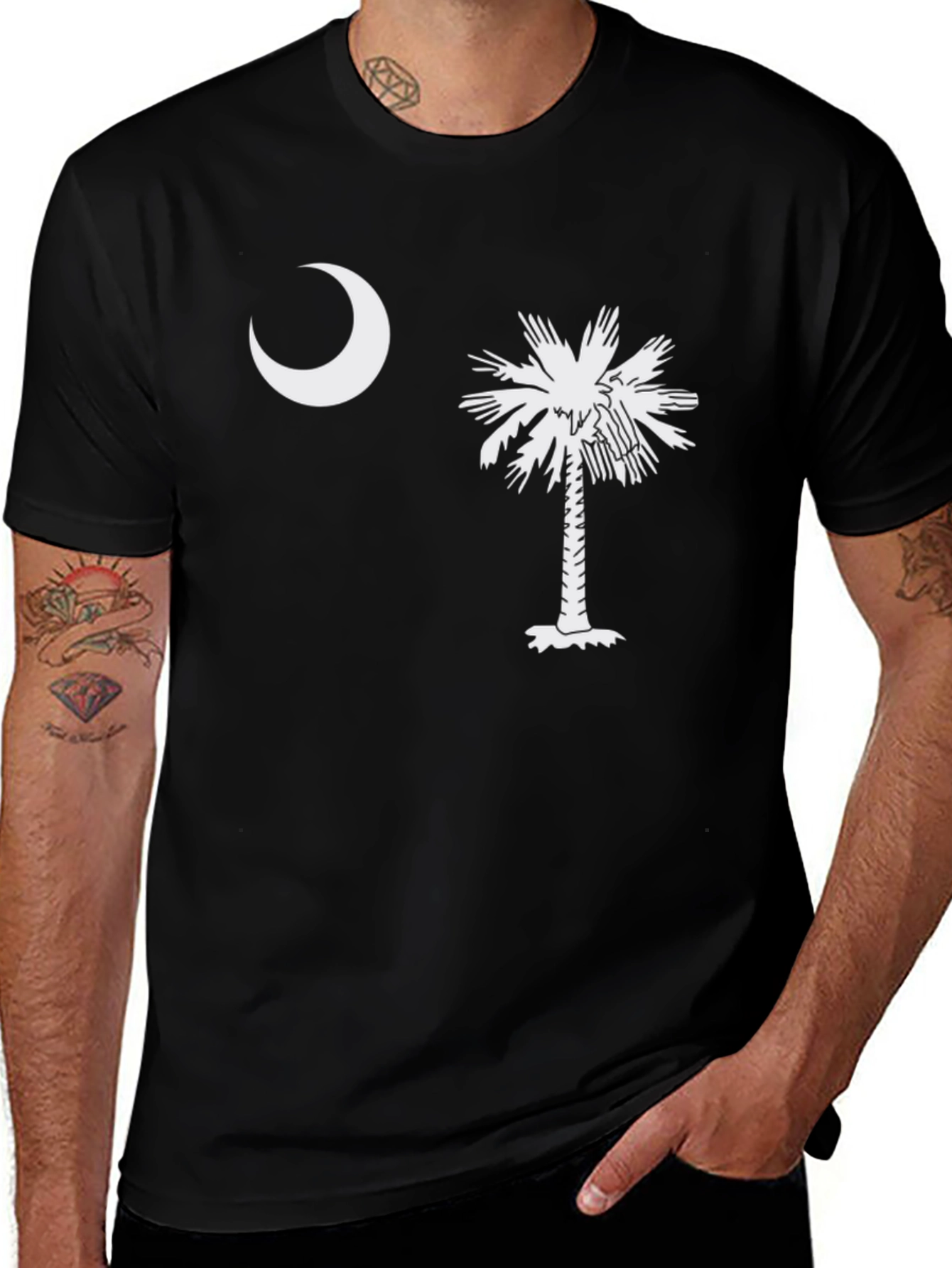 Camiseta Hombre: Luna y Palmera