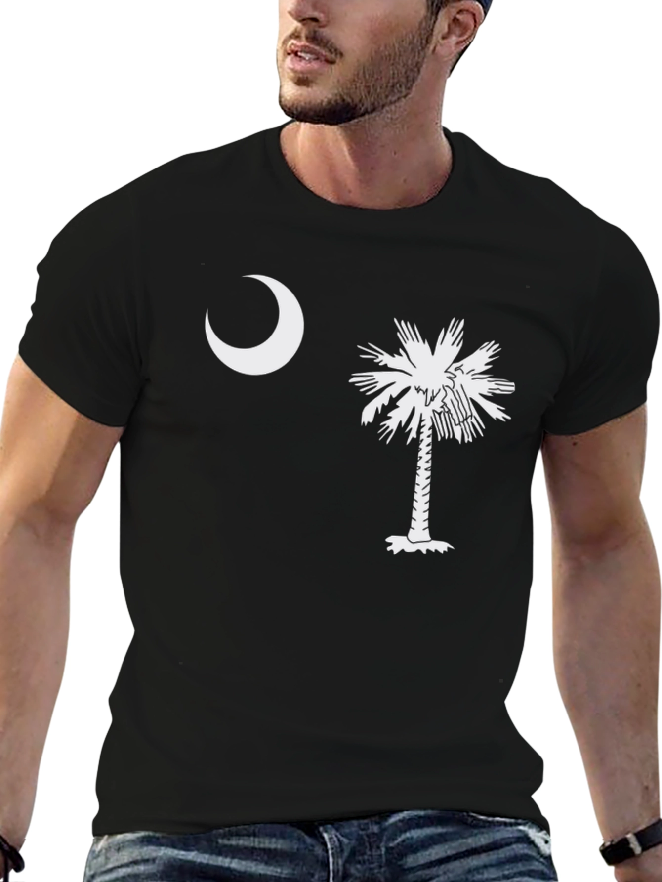 Camiseta Hombre: Luna y Palmera