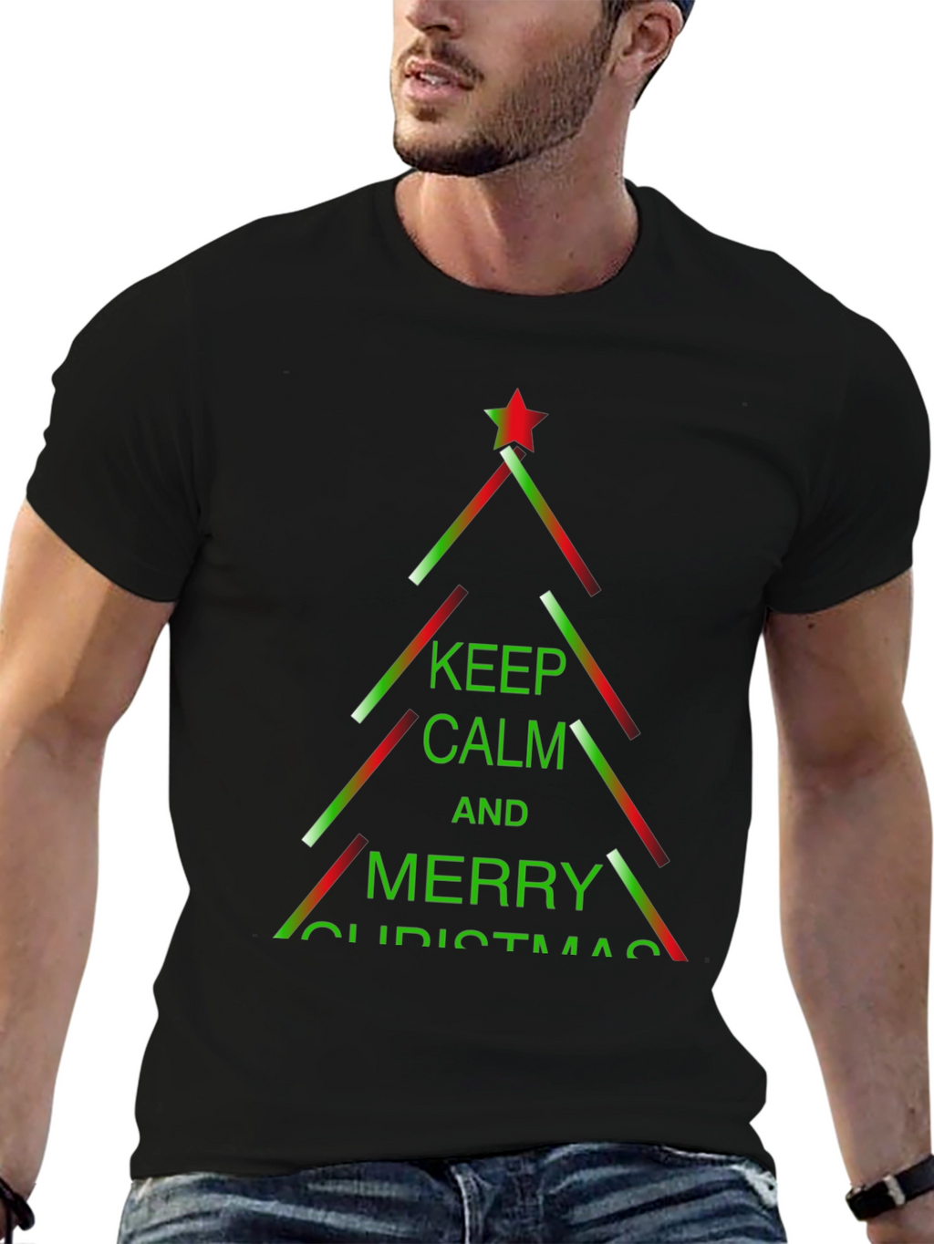 Camiseta Navideña Keep Calm and Merry Christmas
