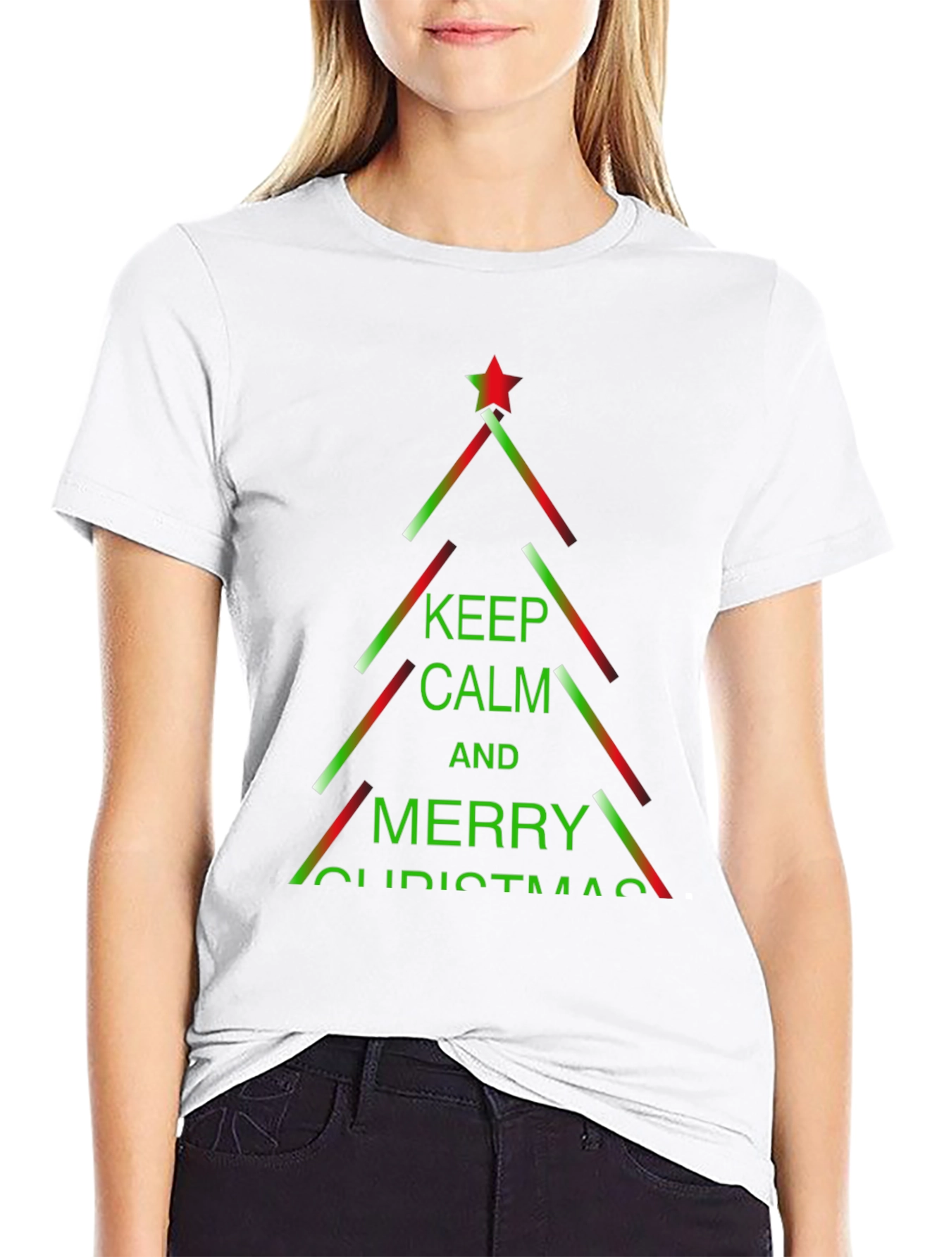 Camiseta Navideña Keep Calm and Merry Christmas