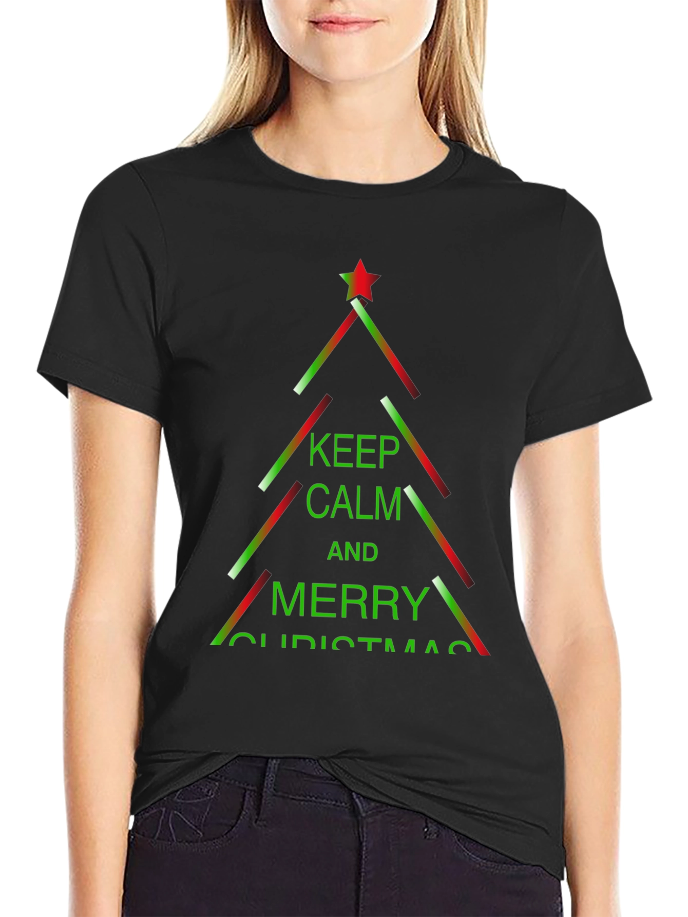 Camiseta Navideña Keep Calm and Merry Christmas