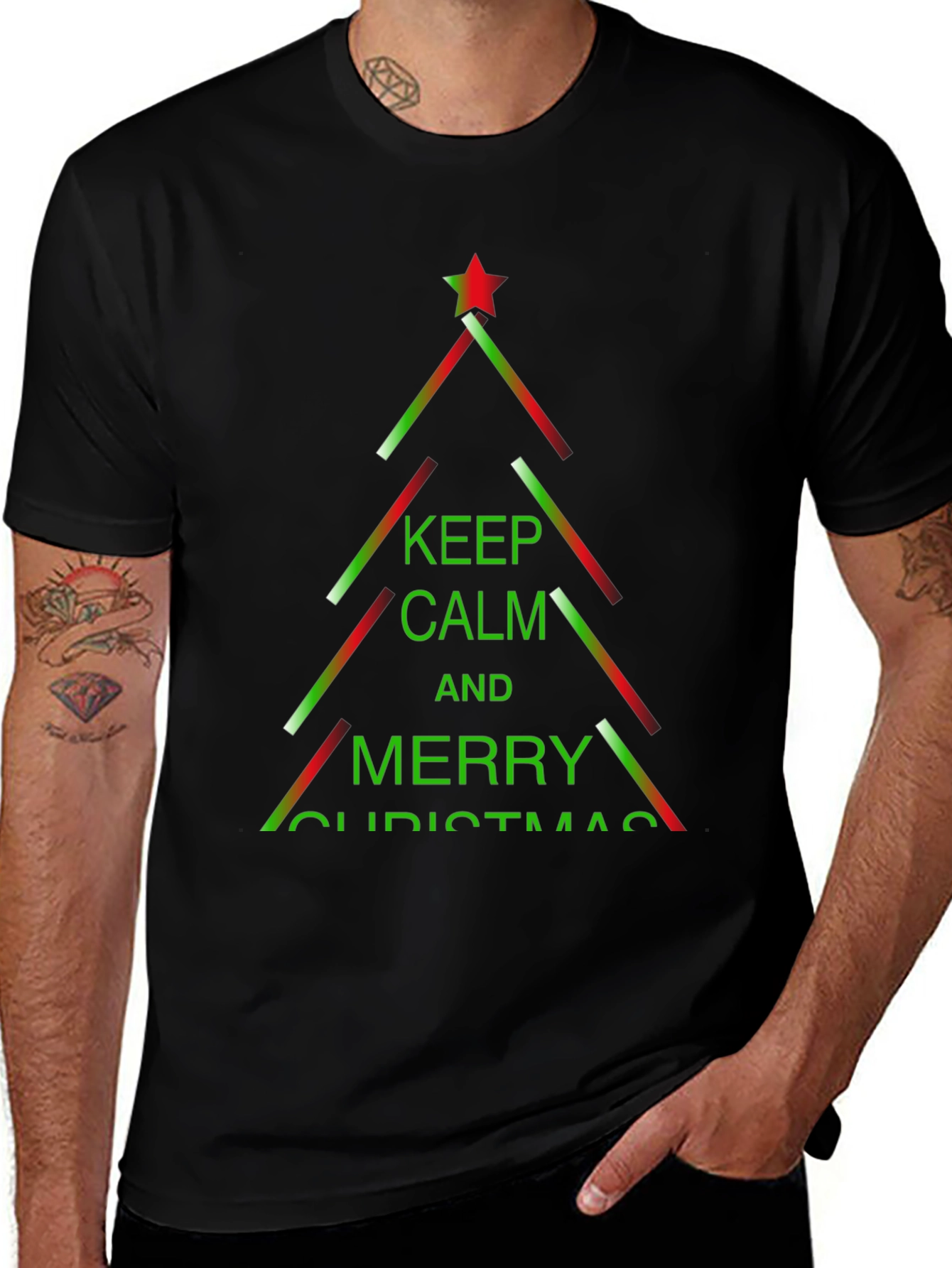Camiseta Navideña Keep Calm and Merry Christmas