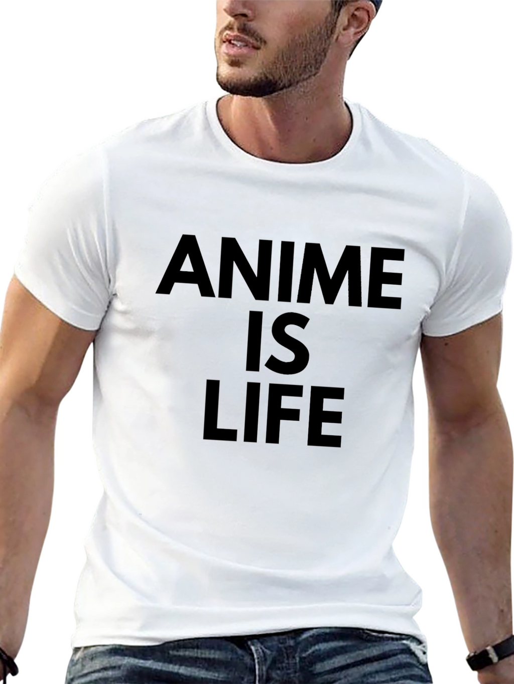Camiseta Negra Anime is Life para Hombre