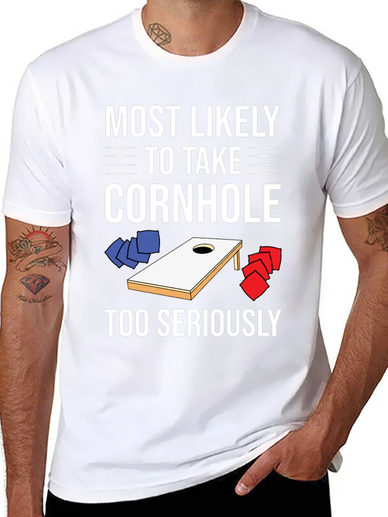 Camiseta Hombre Cornhole: Demasiado En Serio