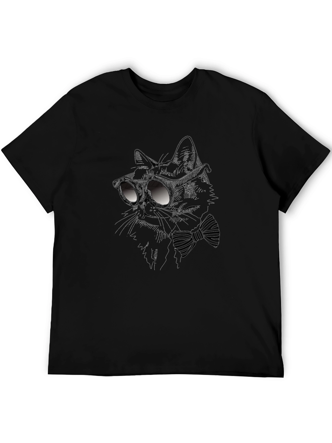 Camiseta Negra con Diseño de Gato Elegante