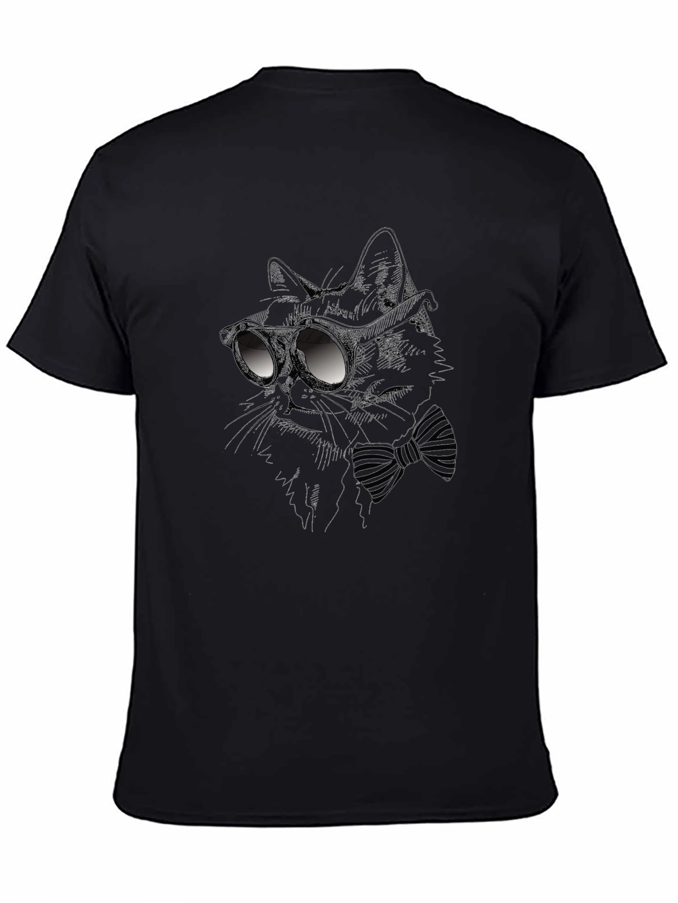 Camiseta Negra con Diseño de Gato Elegante