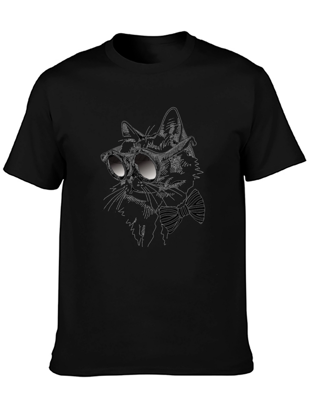 Camiseta Negra con Diseño de Gato Elegante