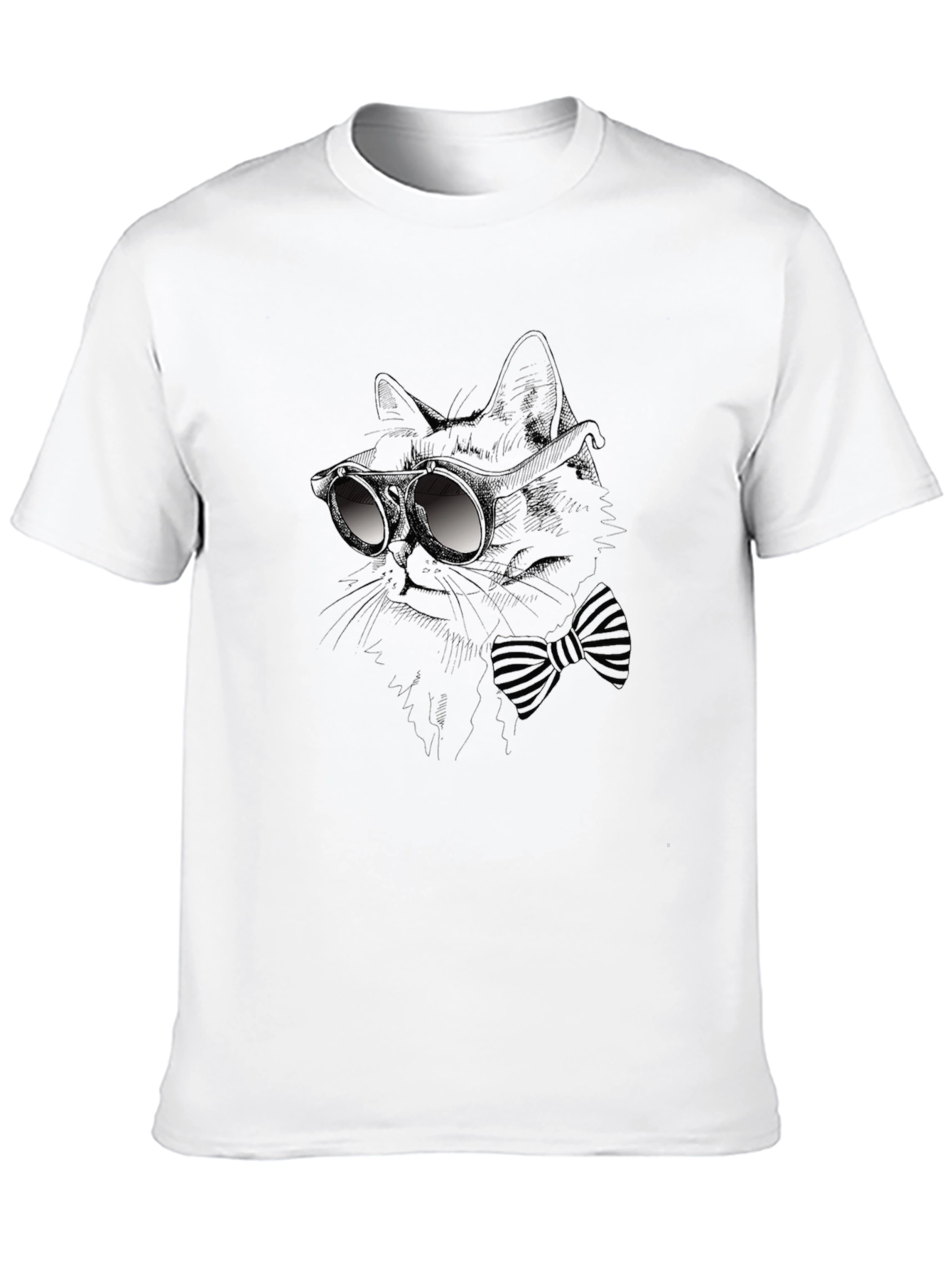 Camiseta Negra con Diseño de Gato Elegante