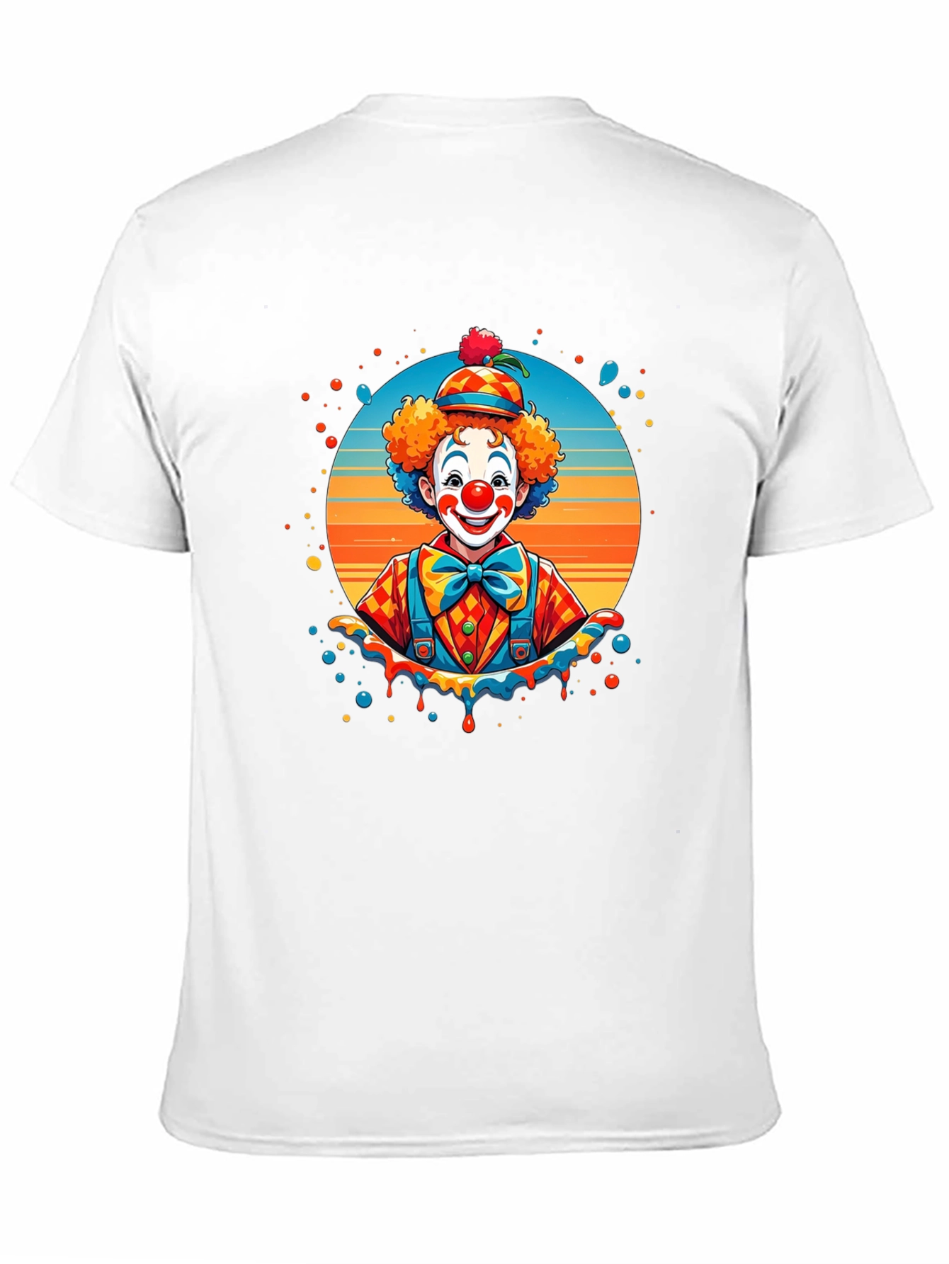 Camiseta Negra con Diseño de Payaso Colorido