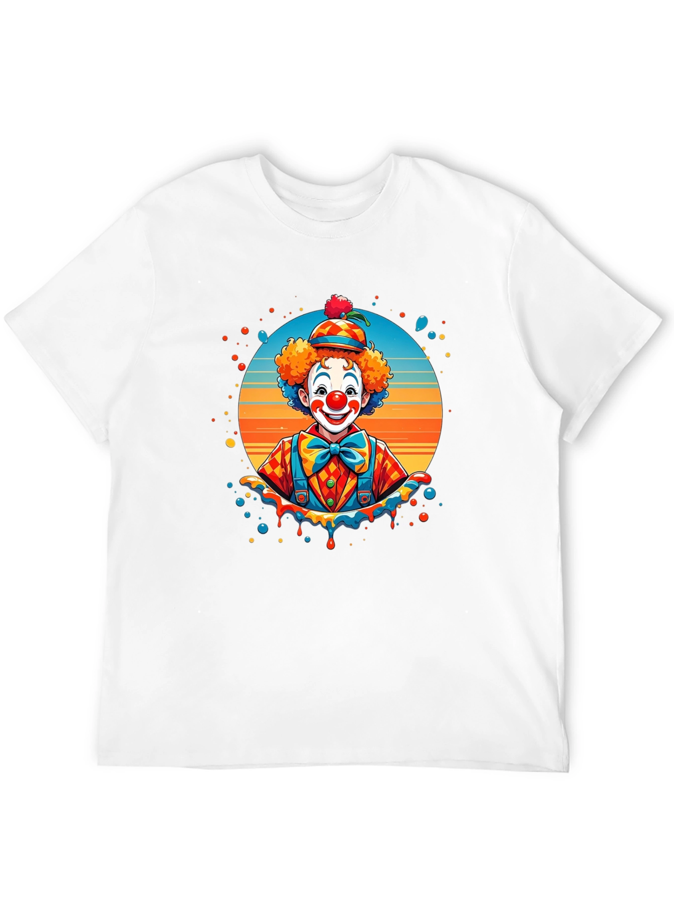 Camiseta Negra con Diseño de Payaso Colorido