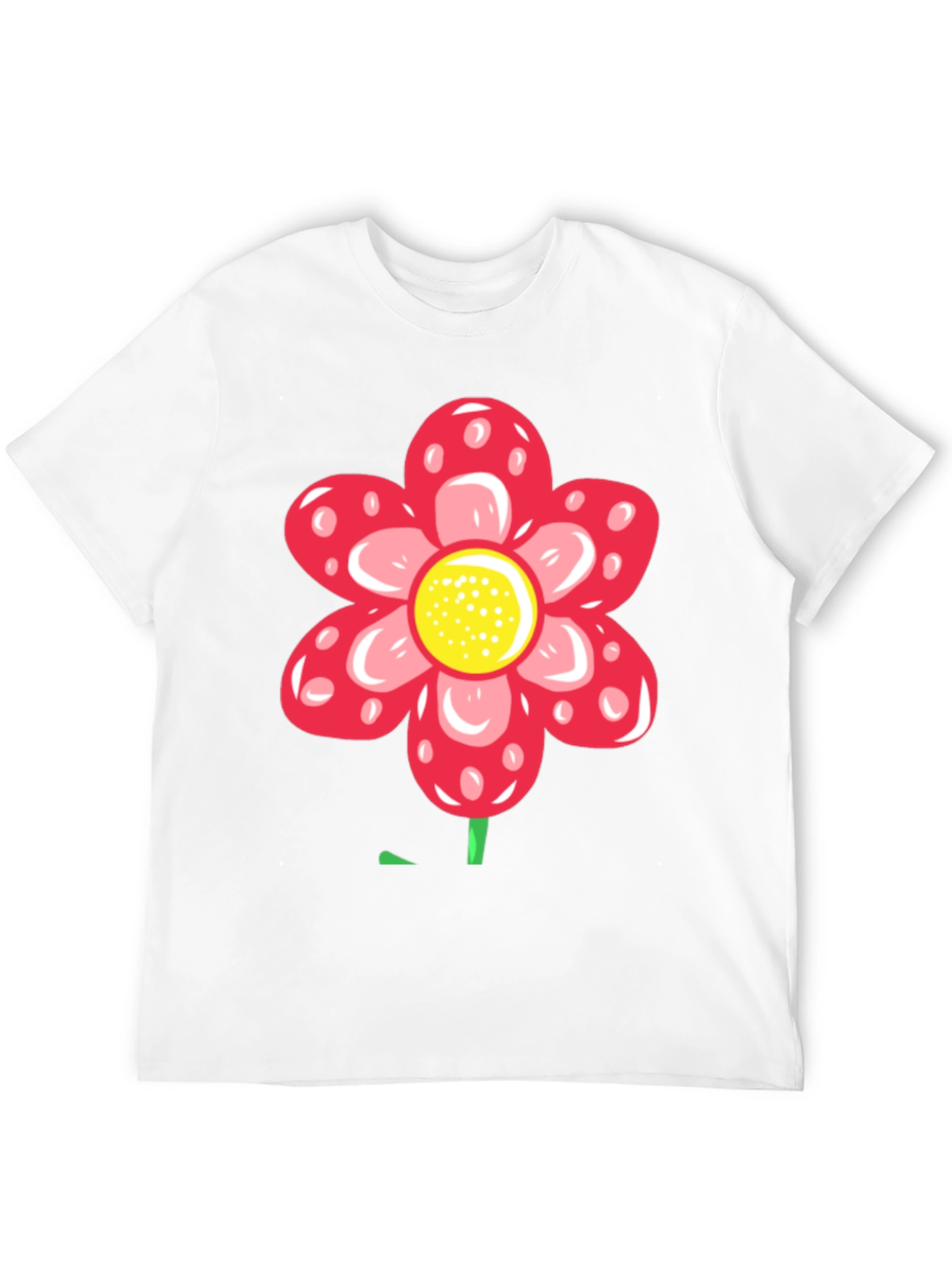Camiseta Negra con Diseño de Flor Roja