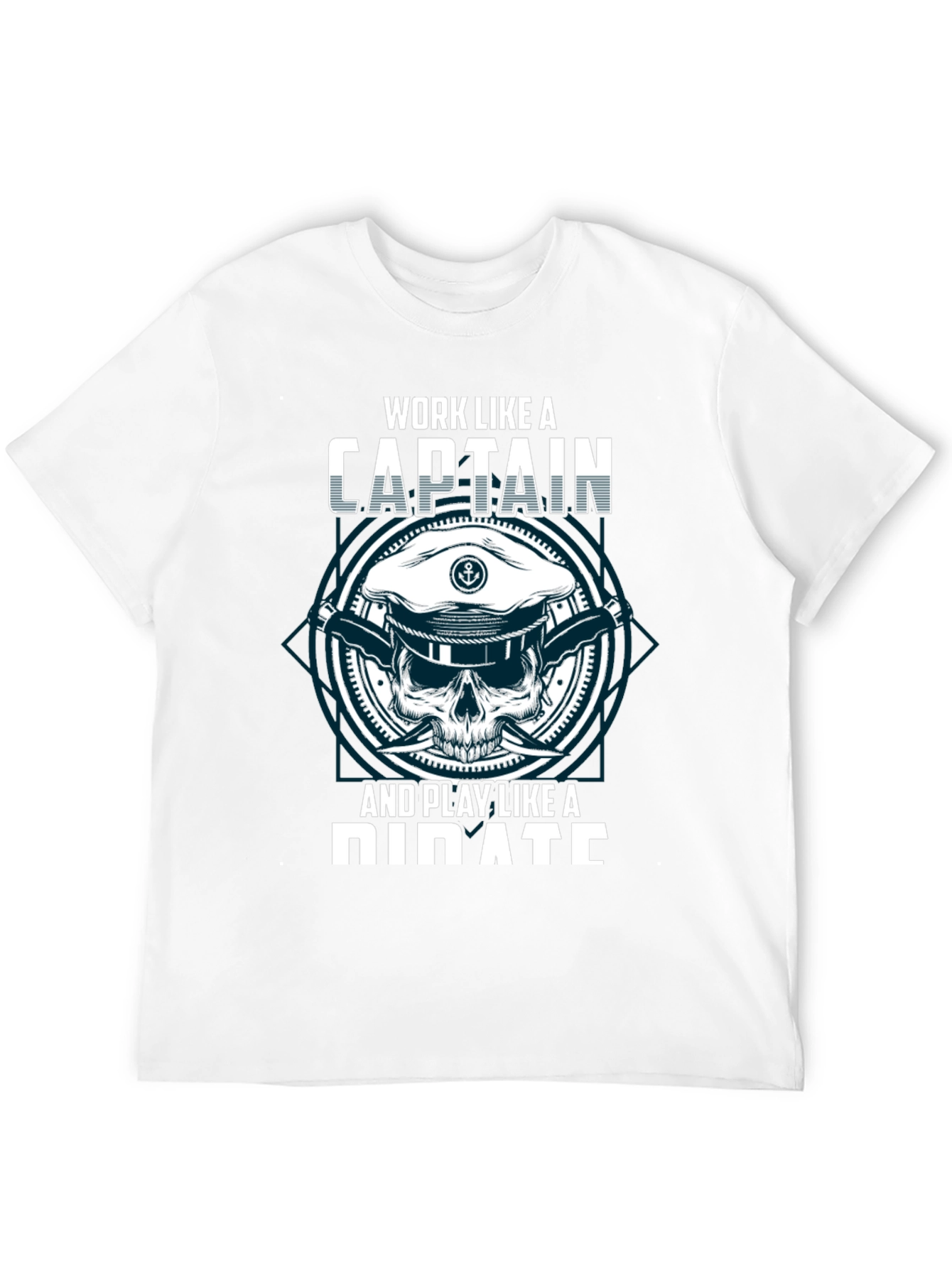 Camiseta Negra con Diseño de Capitán y Pirata