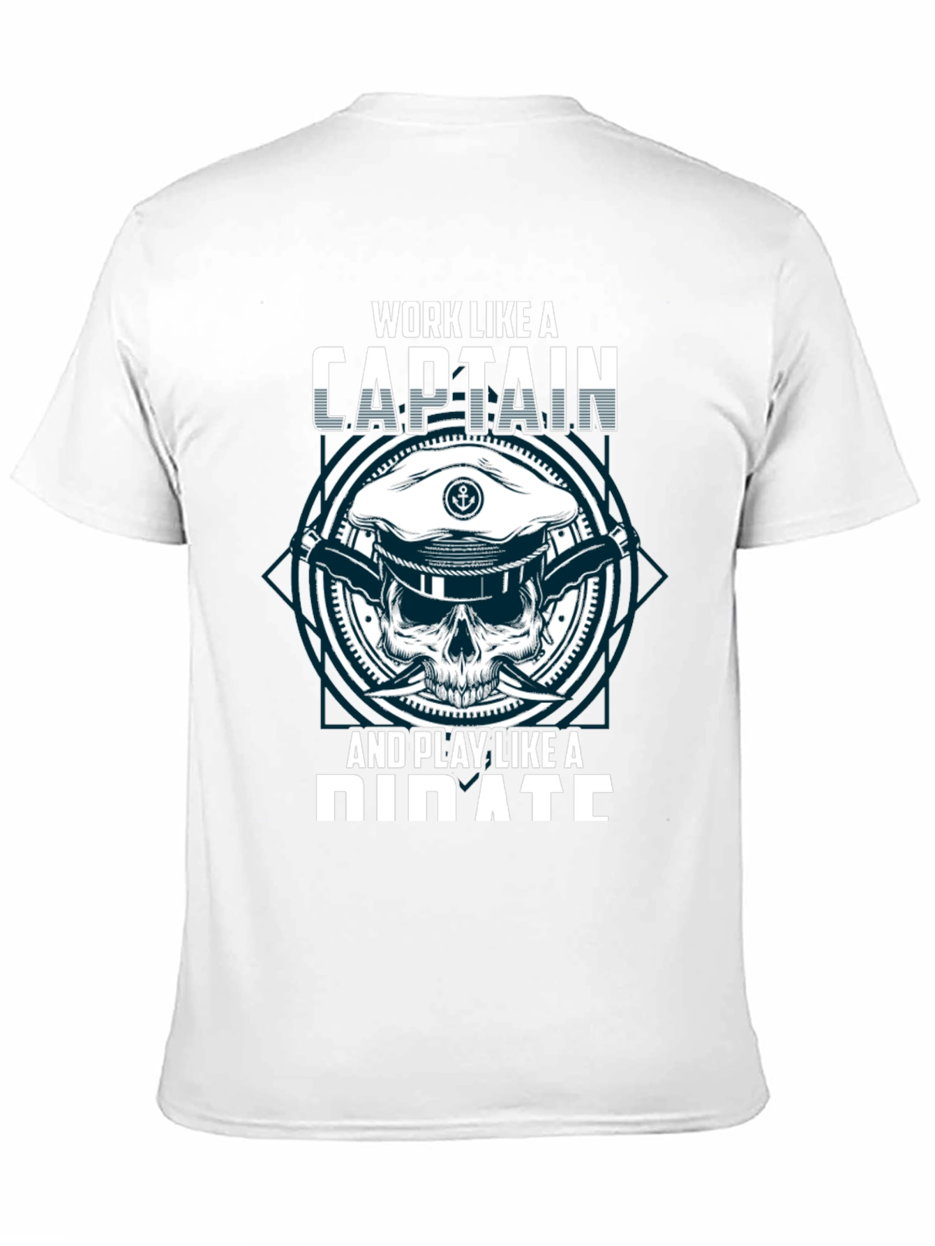 Camiseta Negra con Diseño de Capitán y Pirata