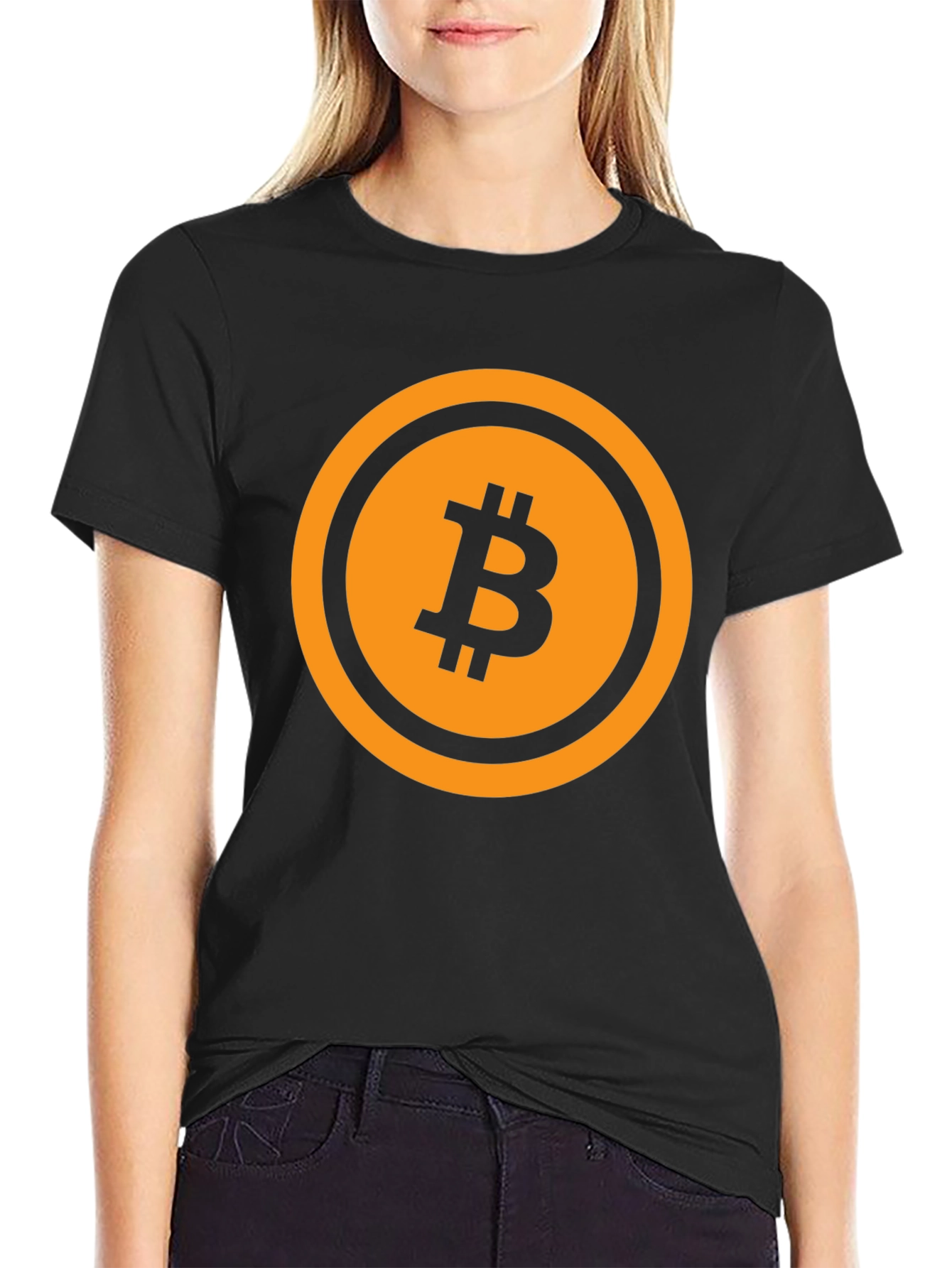 Camiseta Bitcoin - Diseño Circular Naranja y Negro