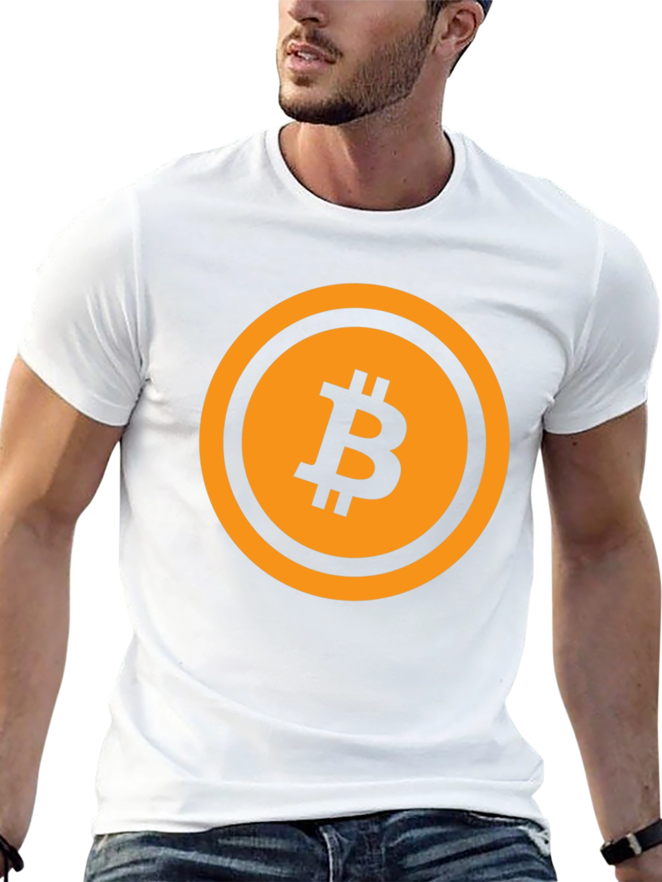 Camiseta Bitcoin - Diseño Circular Naranja y Negro