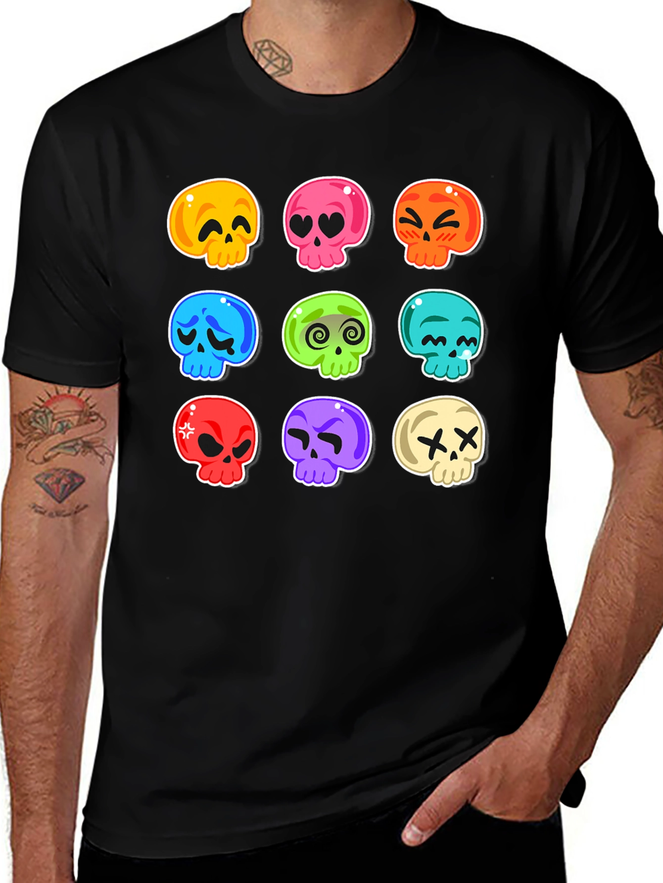 Camiseta Negra con Calaveras de Emociones
