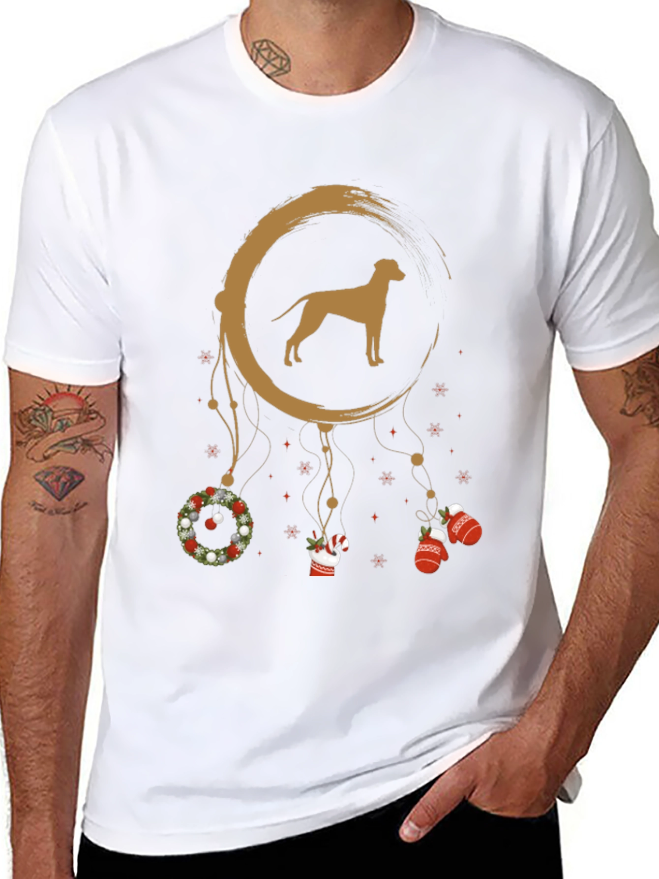 Camiseta Hombre Diseño Navidad Perro
