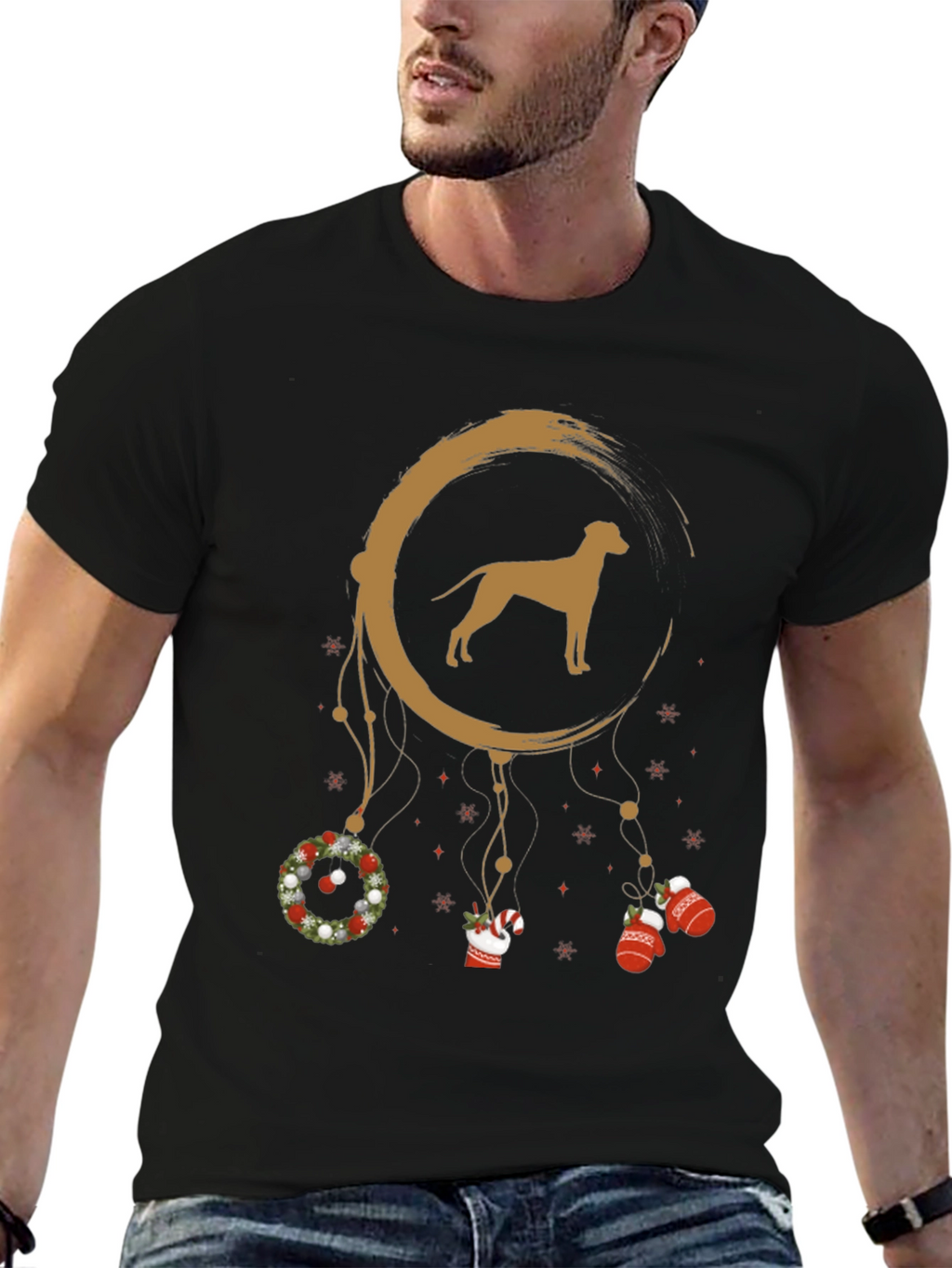 Camiseta Hombre Diseño Navidad Perro