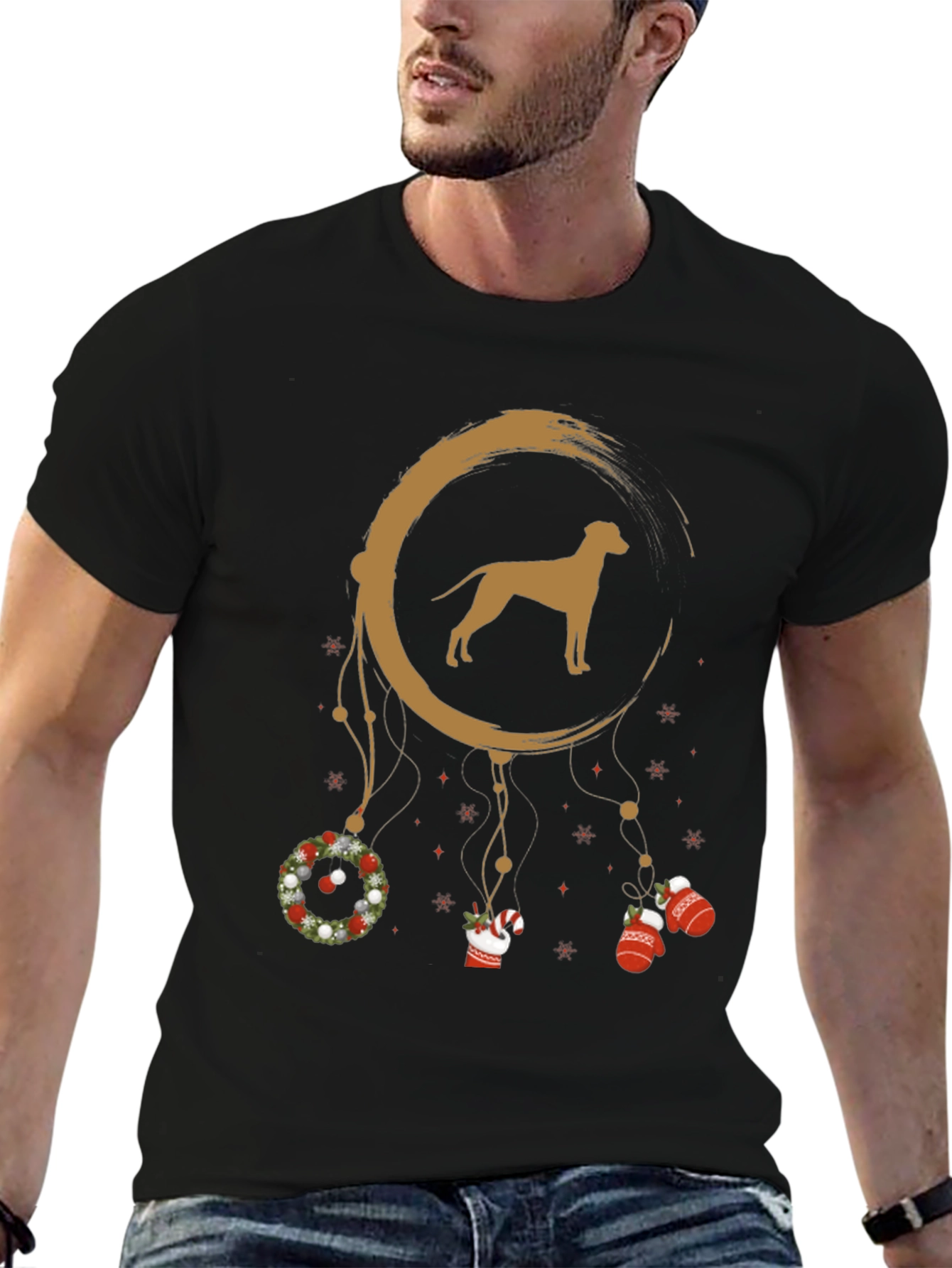 Camiseta Hombre Diseño Navidad Perro