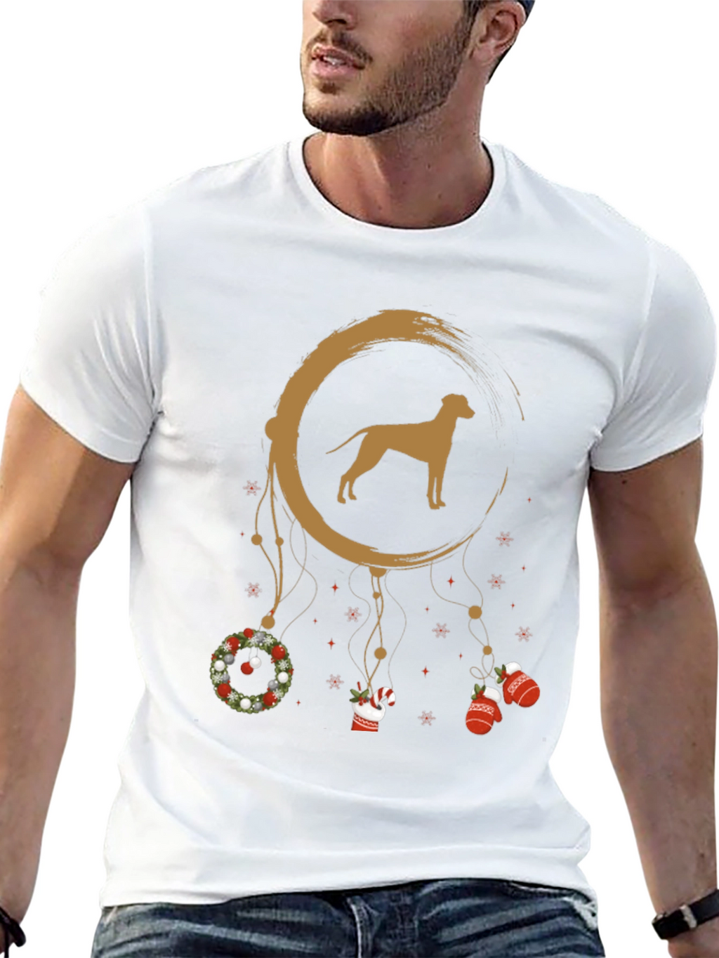 Camiseta Hombre Diseño Navidad Perro