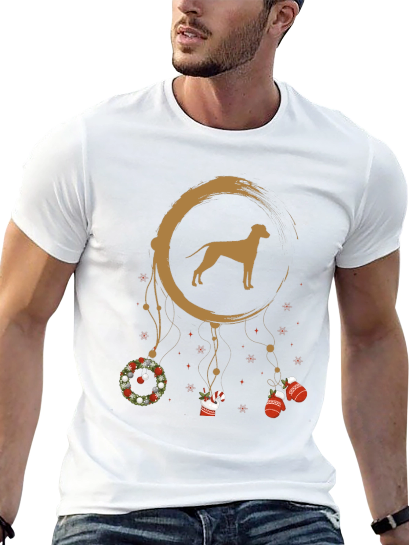 Camiseta Hombre Diseño Navidad Perro