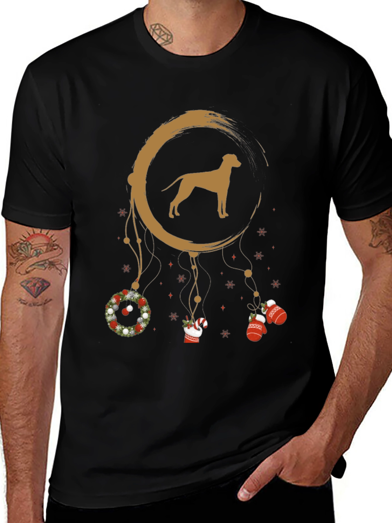 Camiseta Hombre Diseño Navidad Perro