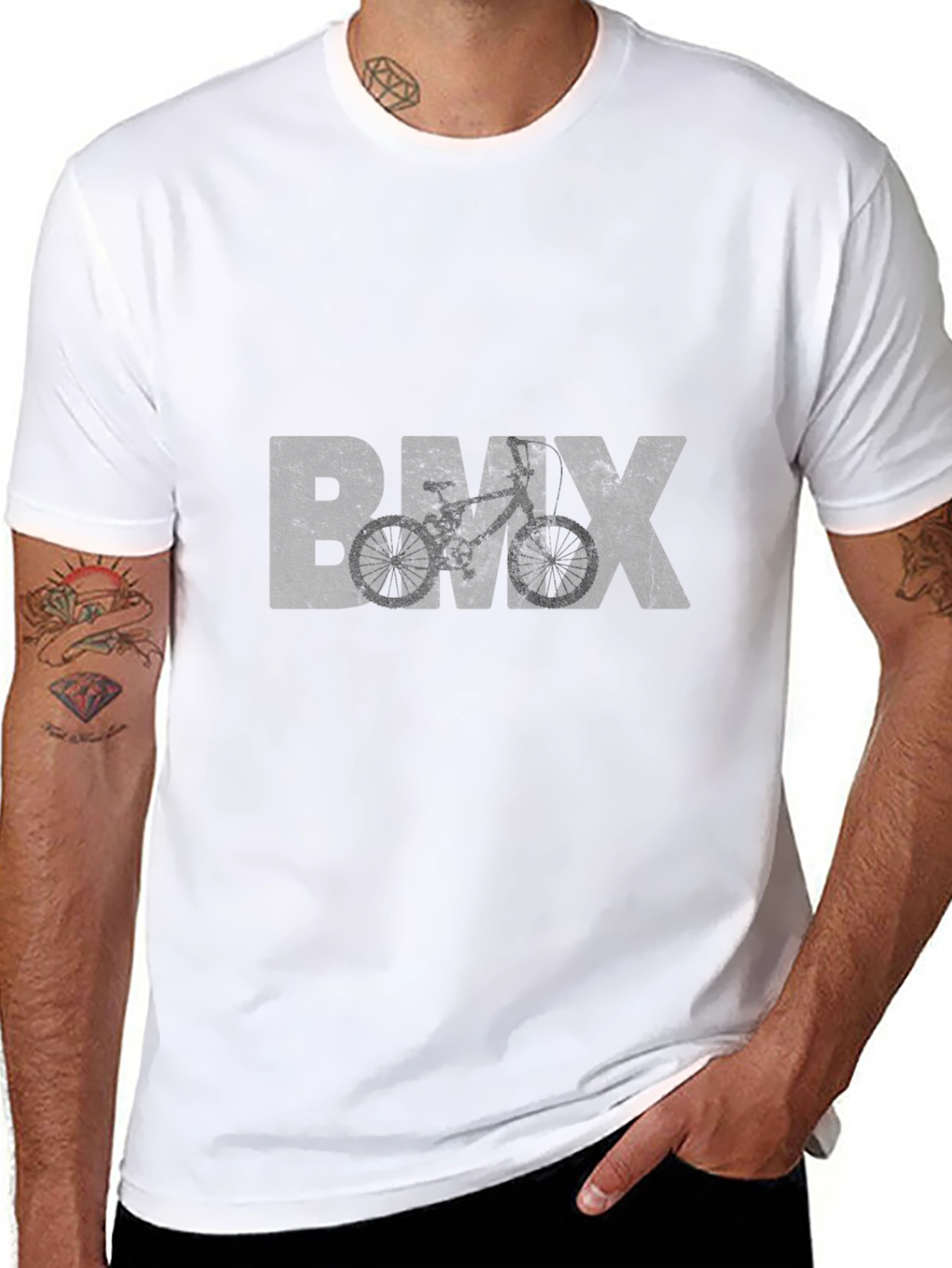 Camiseta Negra BMX Estilo Grunge para Hombre