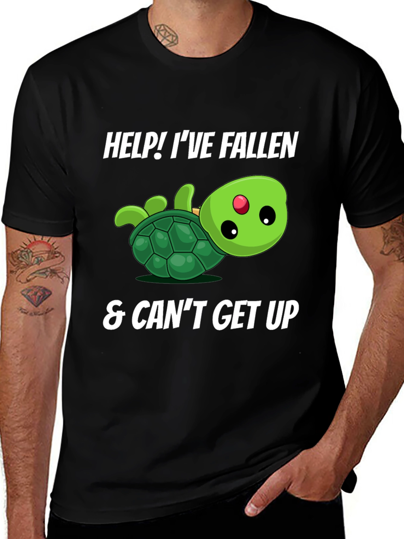 Camiseta Hombre Tortuga Caída: ¡Ayuda No Puedo Levantarme!