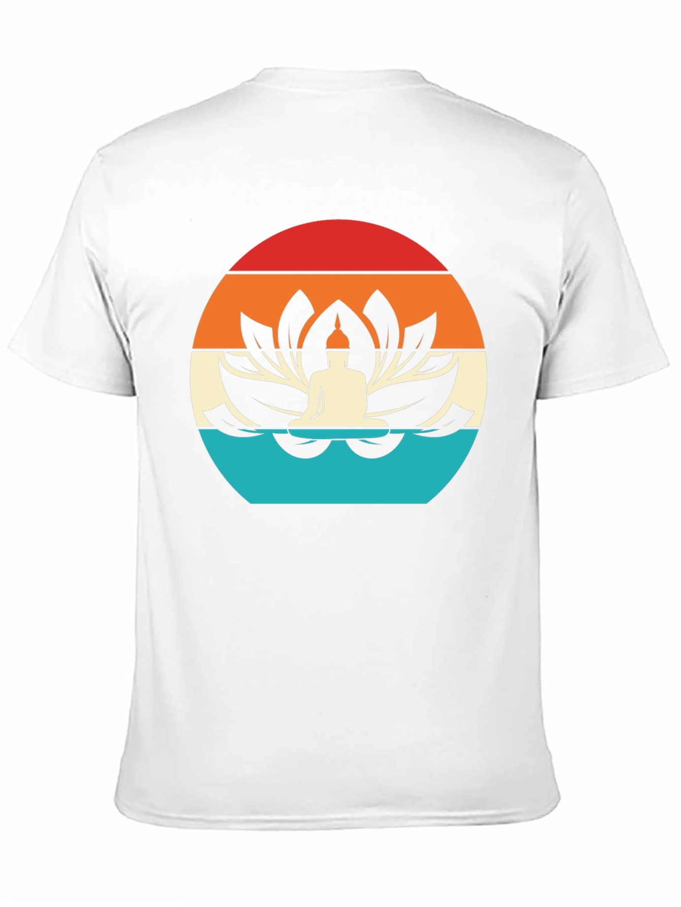 Camiseta Hombre Buda Flor de Loto Diseño Retro